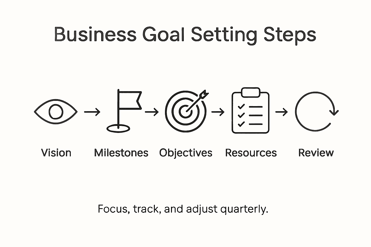 Infographic outlining steps for setting business goals