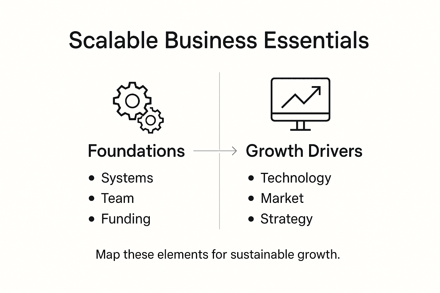 Infographic showing scalable business essentials overview