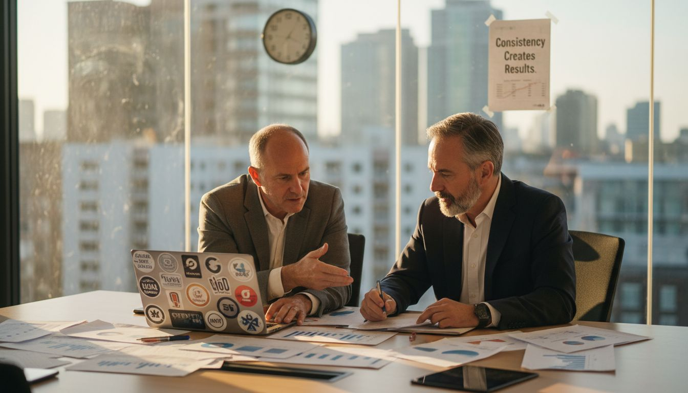 Managers reviewing business execution performance metrics
