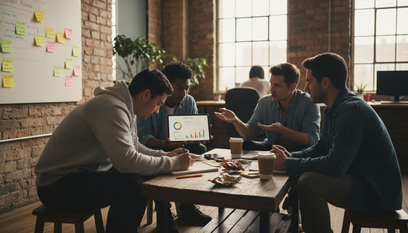 Startup team planning product roadmap