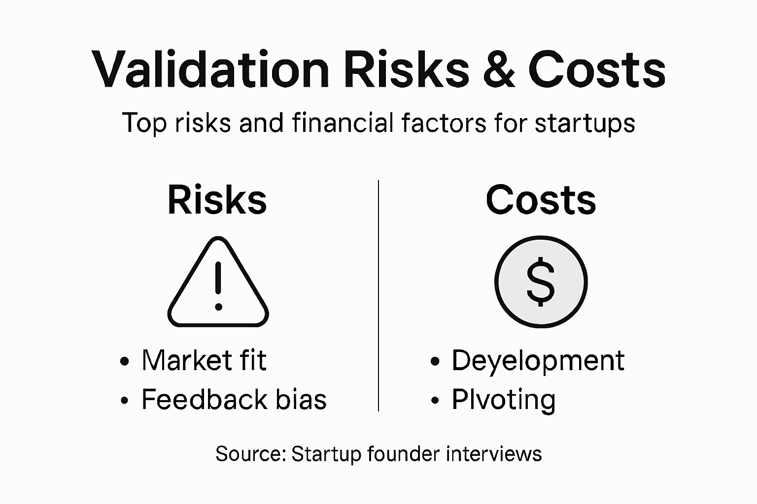 Infographic on risks and costs in startup validation
