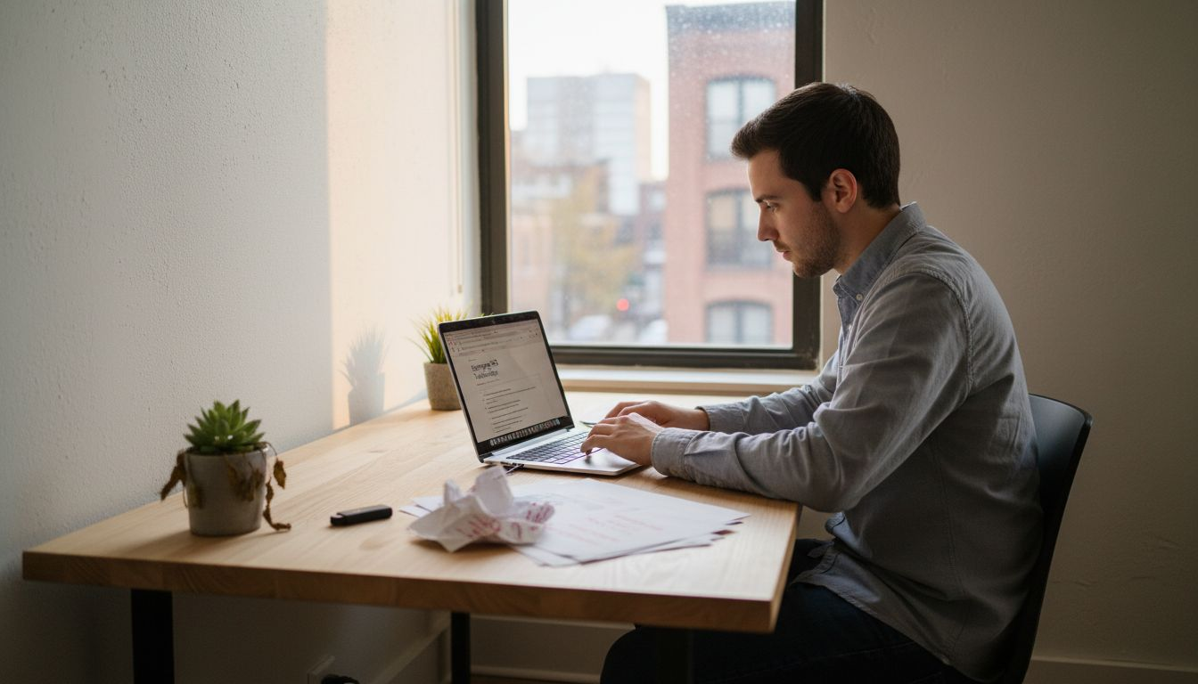 Founder reviewing AI-powered SEO documents