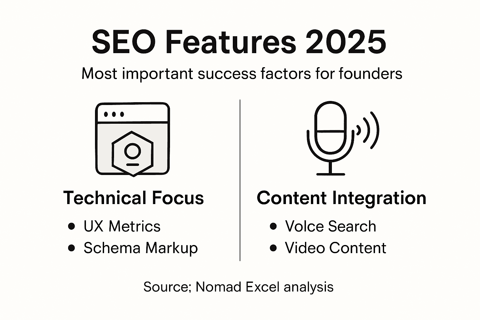 Infographic showing key SEO success features 2025