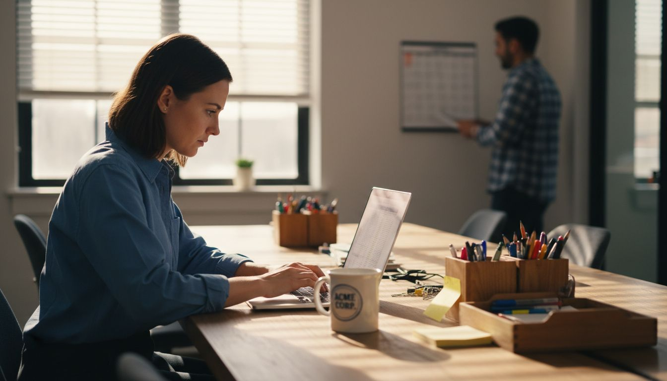 Manager reviewing goals in workspace