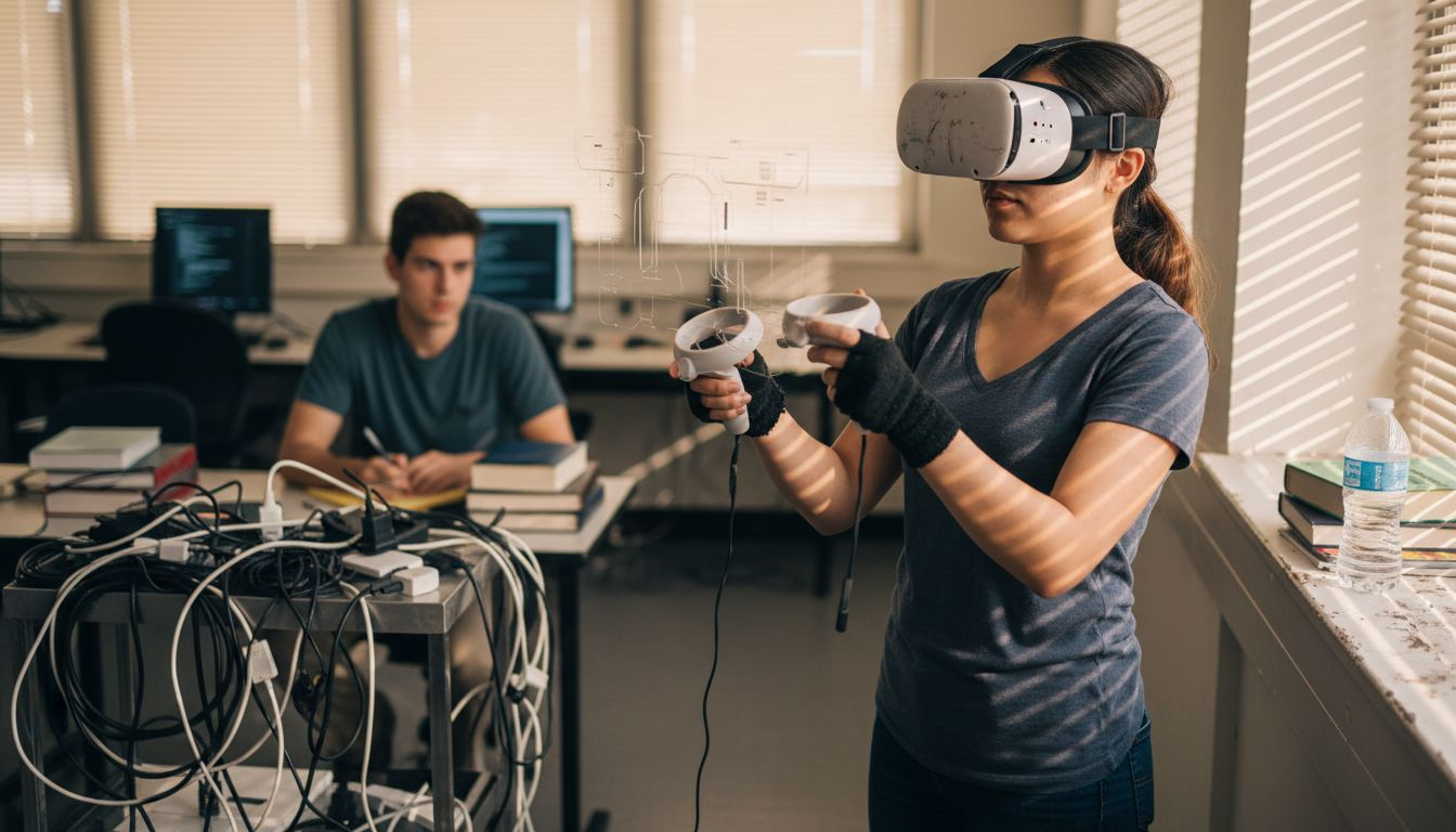 Student using VR for simulated training