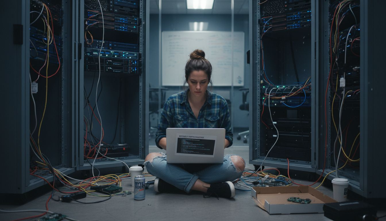 Engineer checking modular architecture server setup