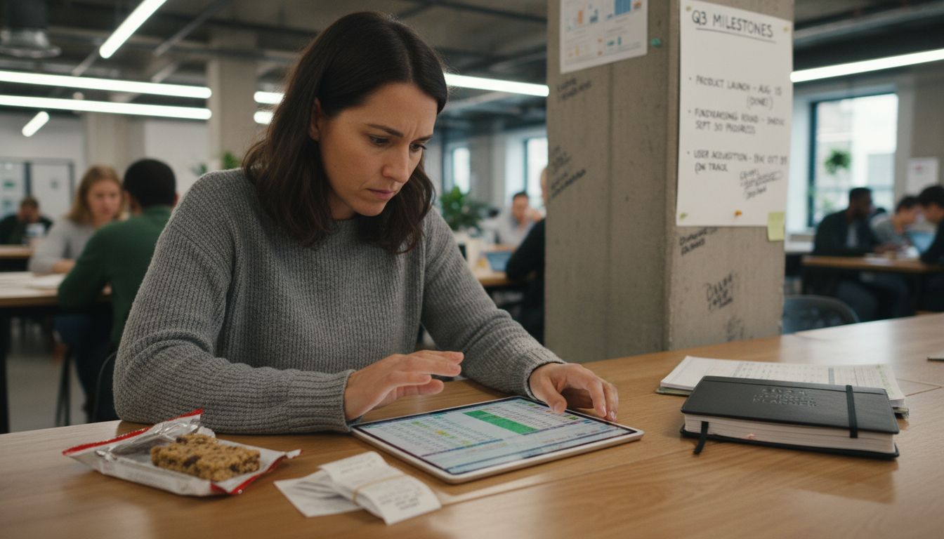 Founder breaking goals into quarterly milestones