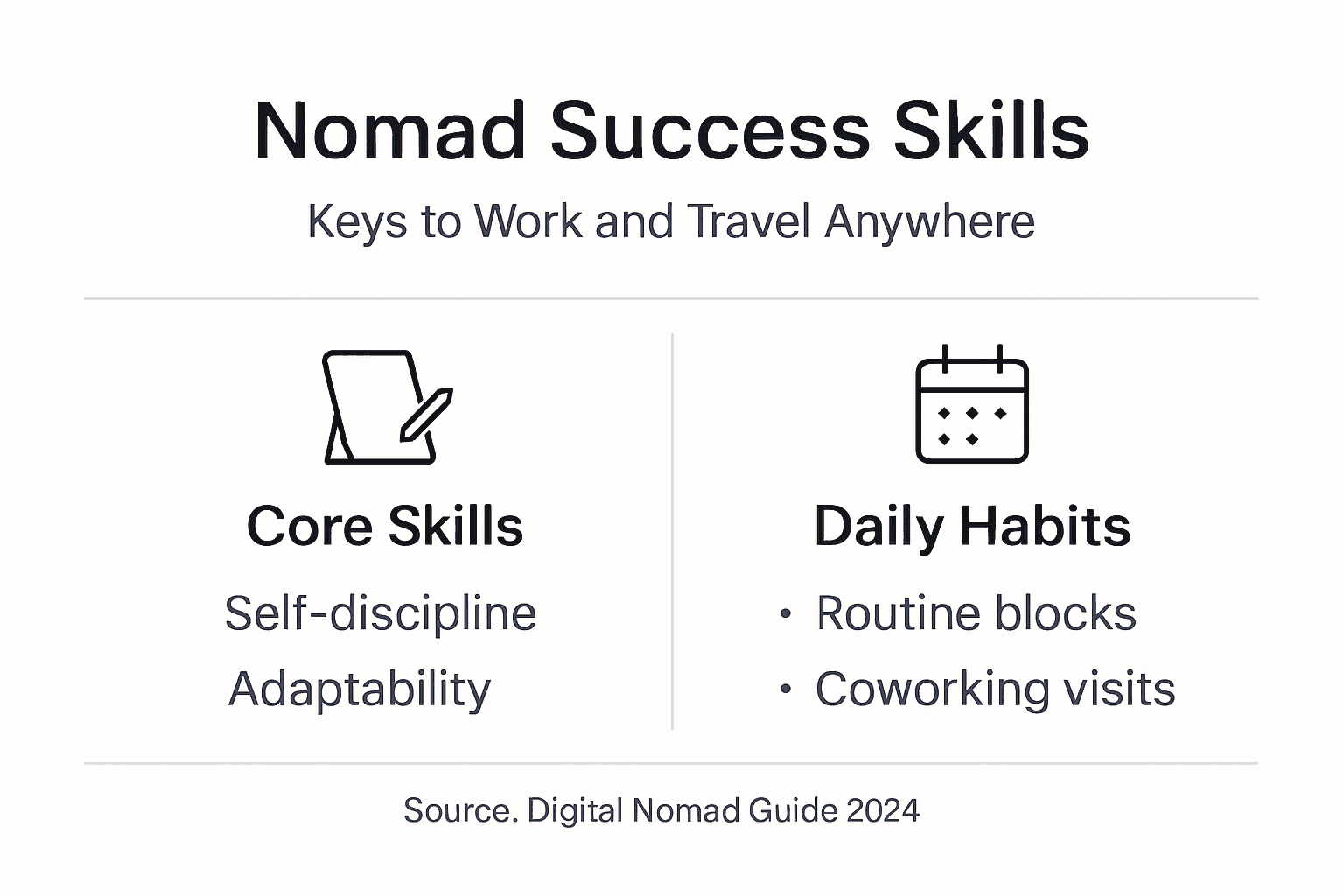 Infographic on nomad skills and daily habits