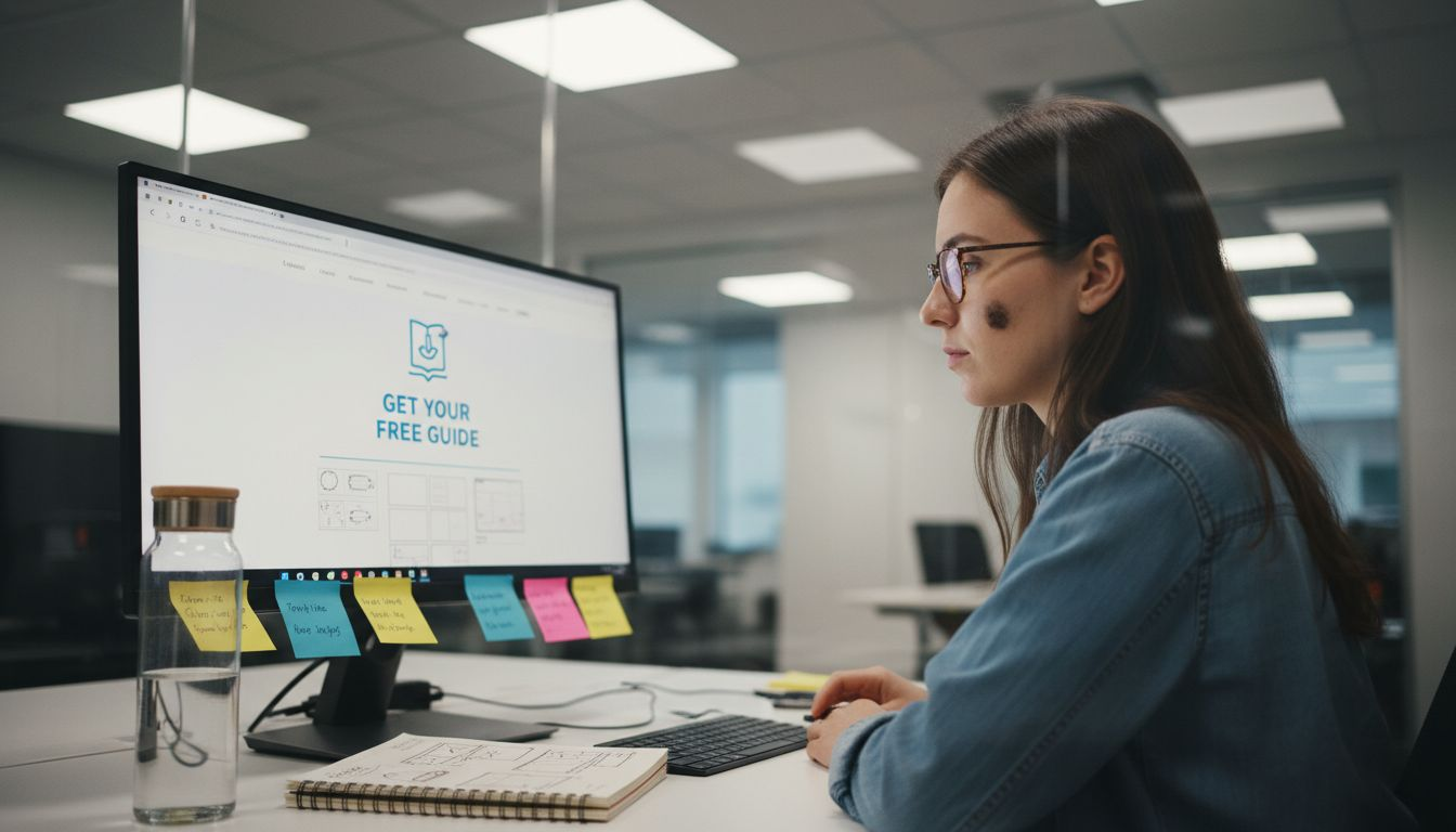 Marketer designing lead capture landing page