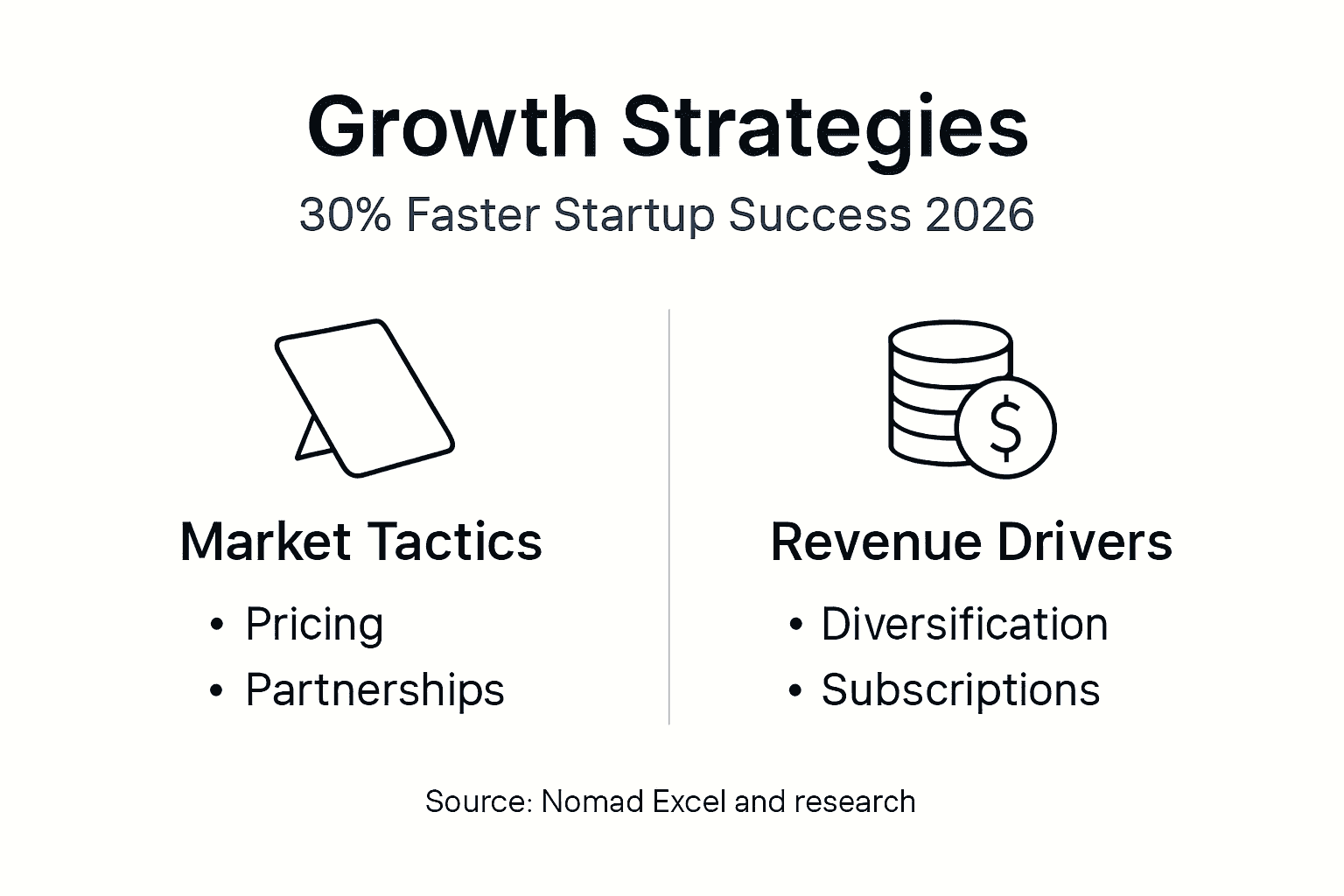 Infographic showing startup growth strategies summary