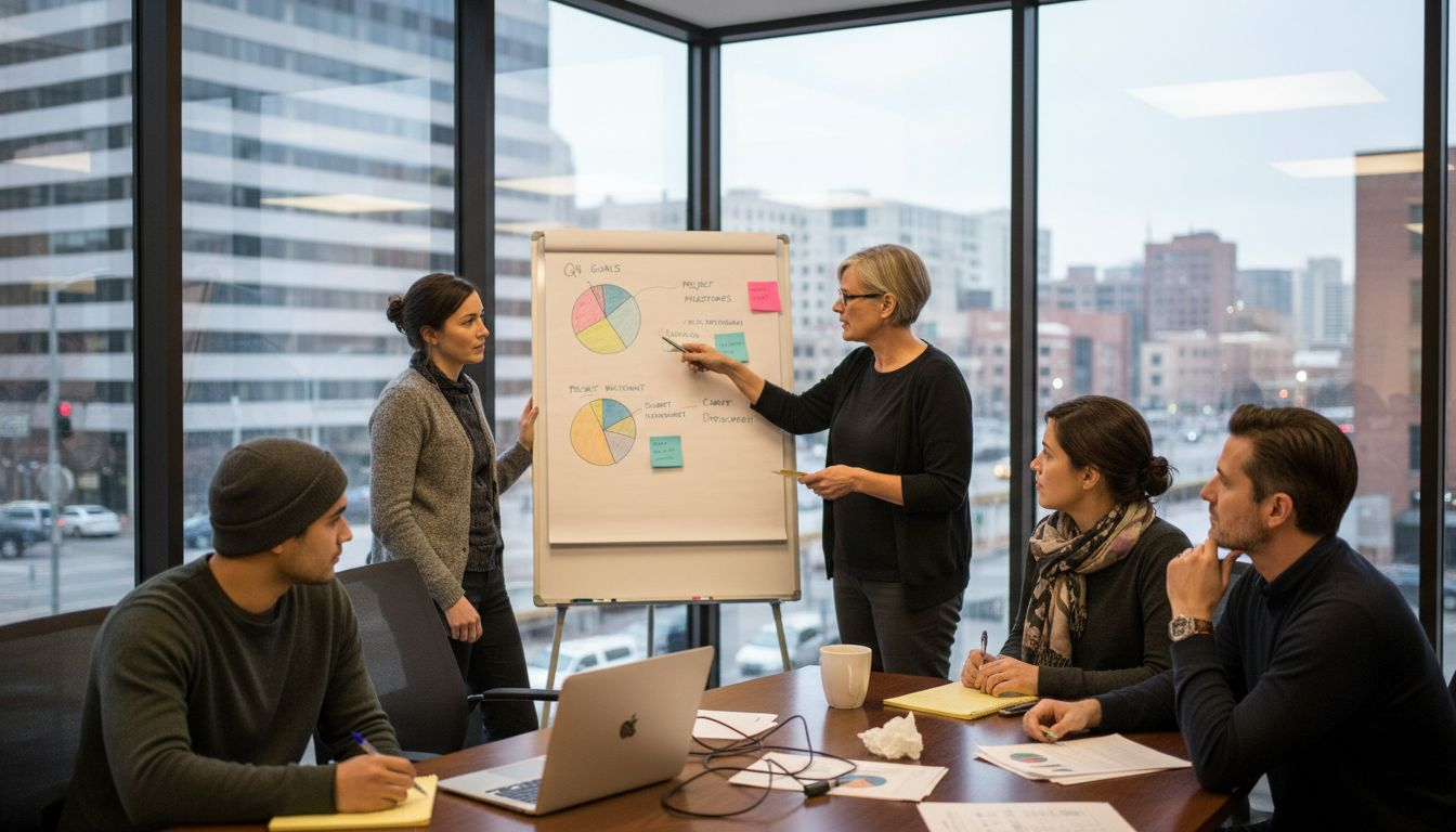 Diverse business team meeting with charts