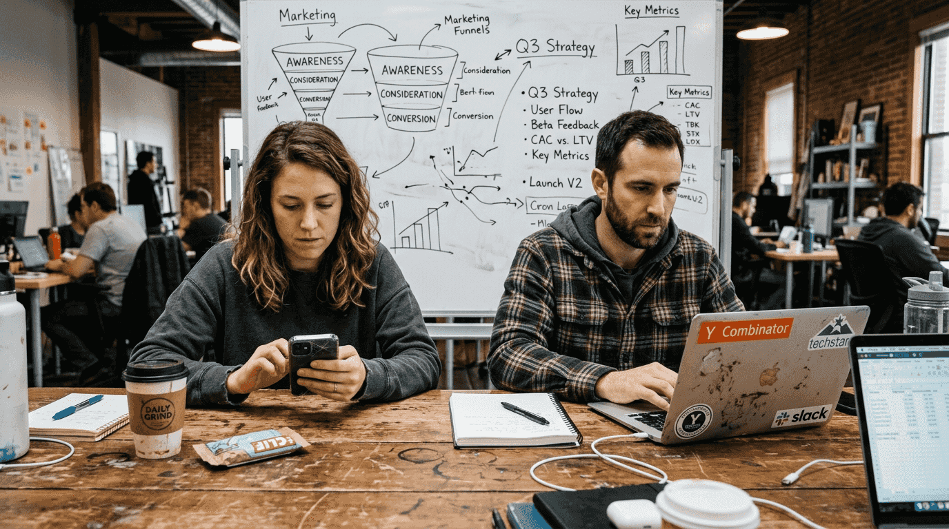 Startup founders collaborating during bootcamp session