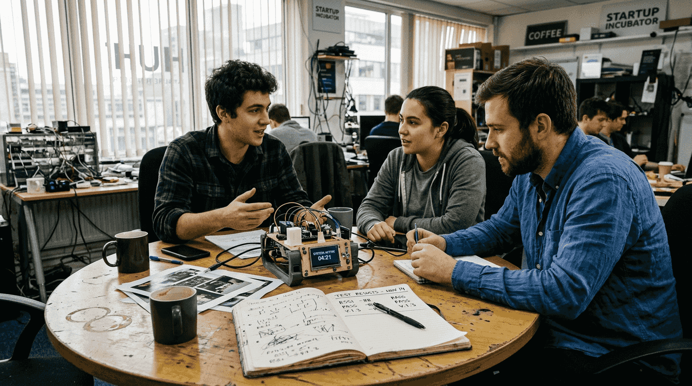 Team tests product prototype in city office