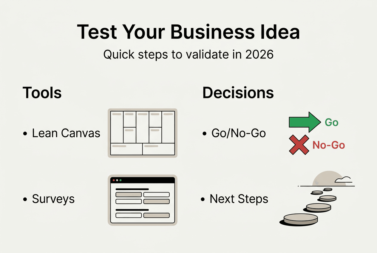Infographic summarizing business idea validation process