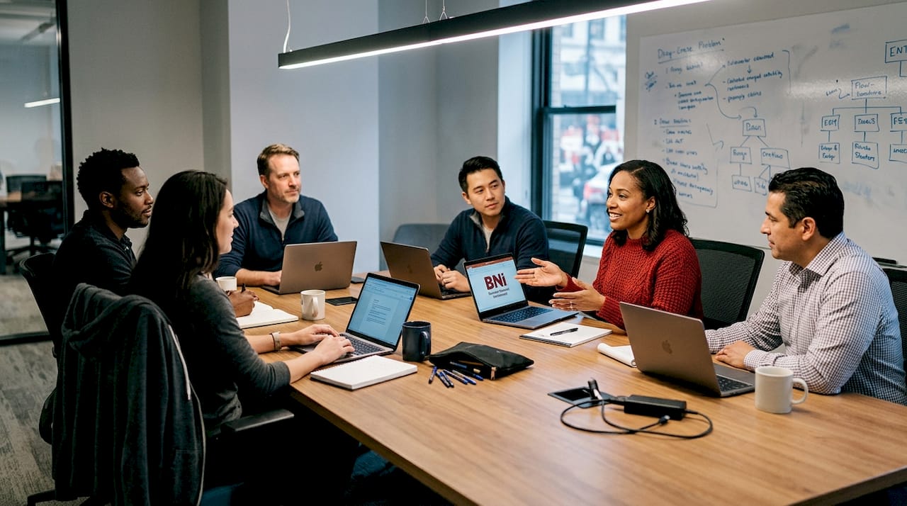 BNI group networking in coworking meeting