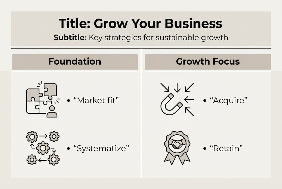 Infographic showing core business growth strategies