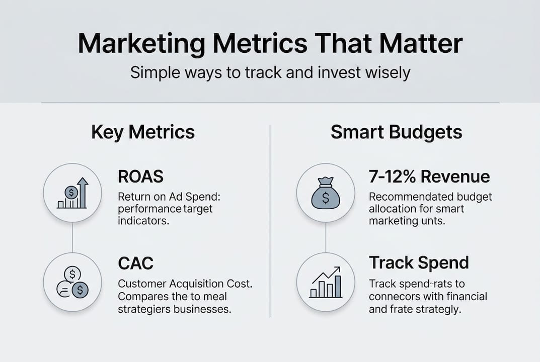 Infographic showing marketing metrics and budget
