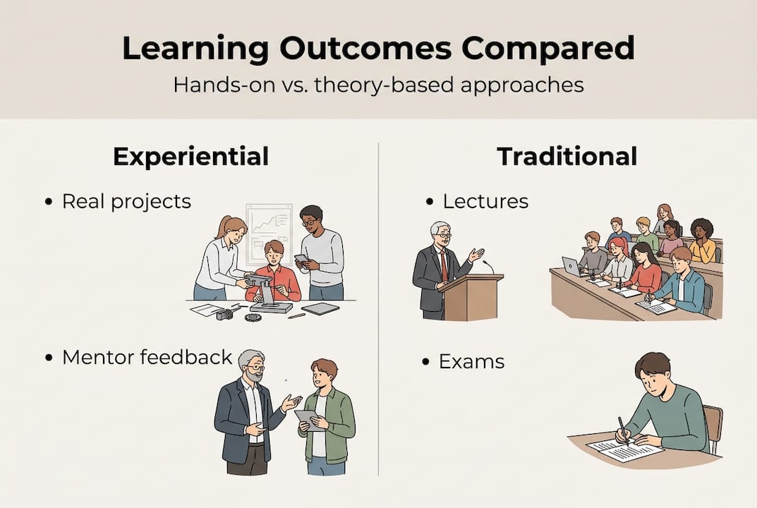 Infographic comparing experiential and traditional learning