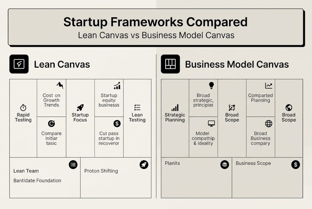 Infographic comparing Lean vs Business Model Canvas