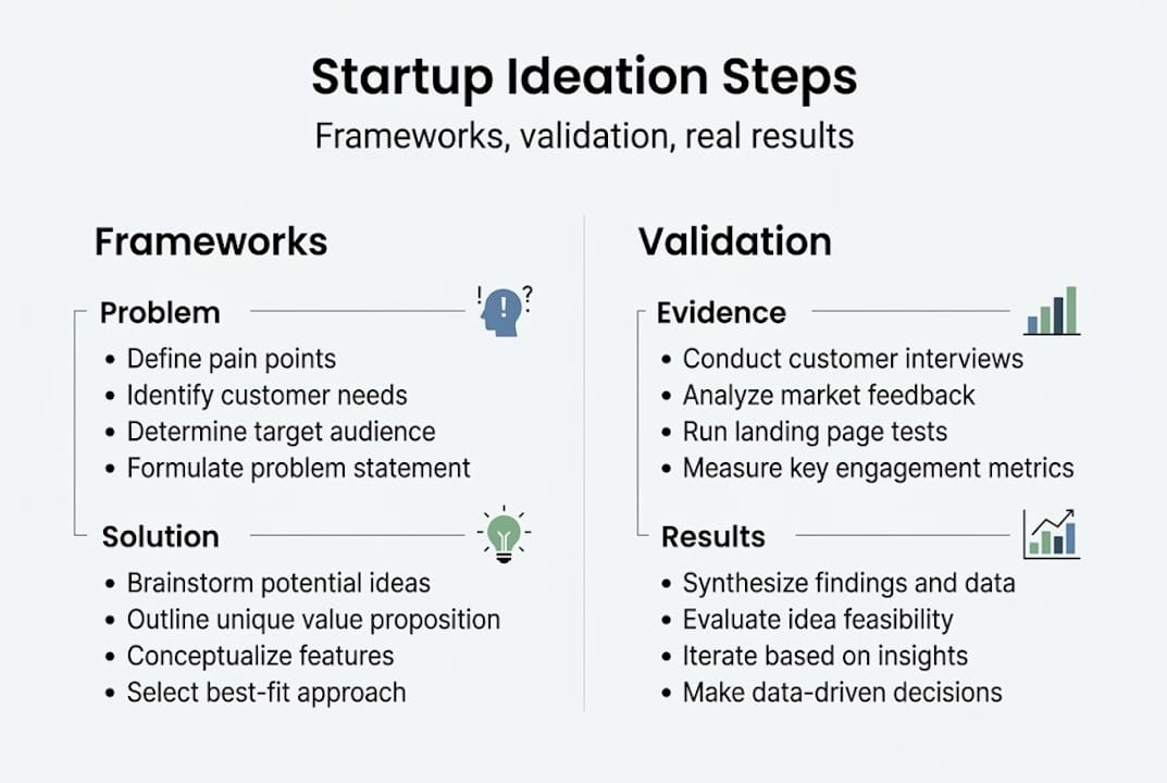 Infographic showing startup ideation framework