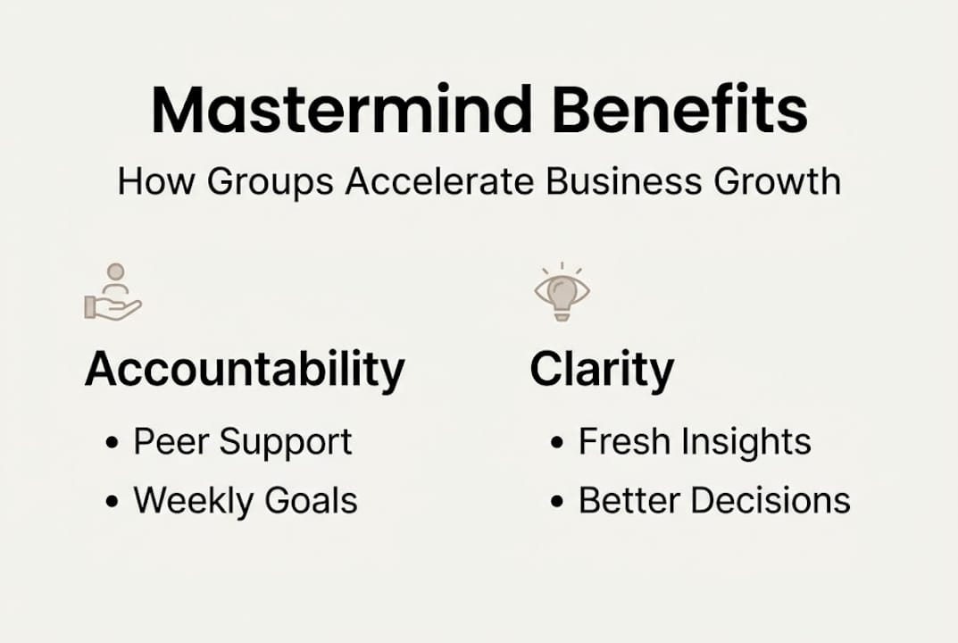 Infographic showing mastermind group benefits