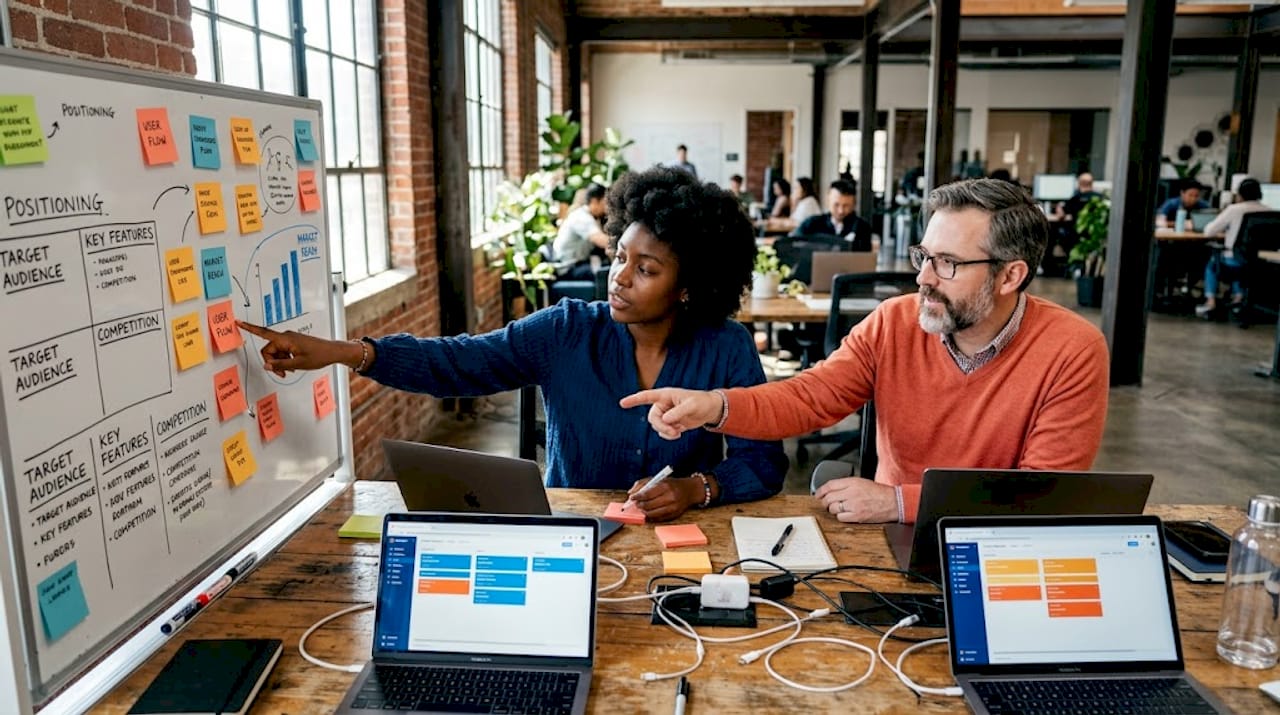 Founders collaborating in coworking space