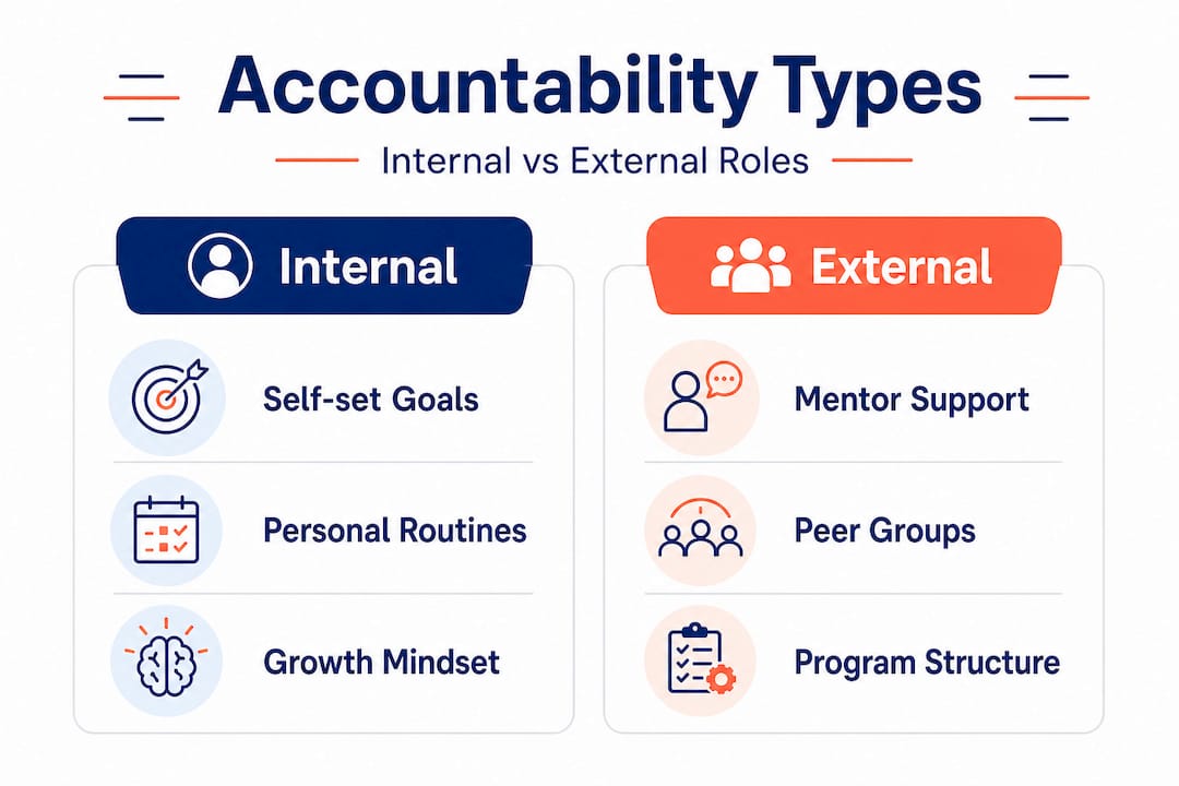 Infographic comparing internal and external accountability