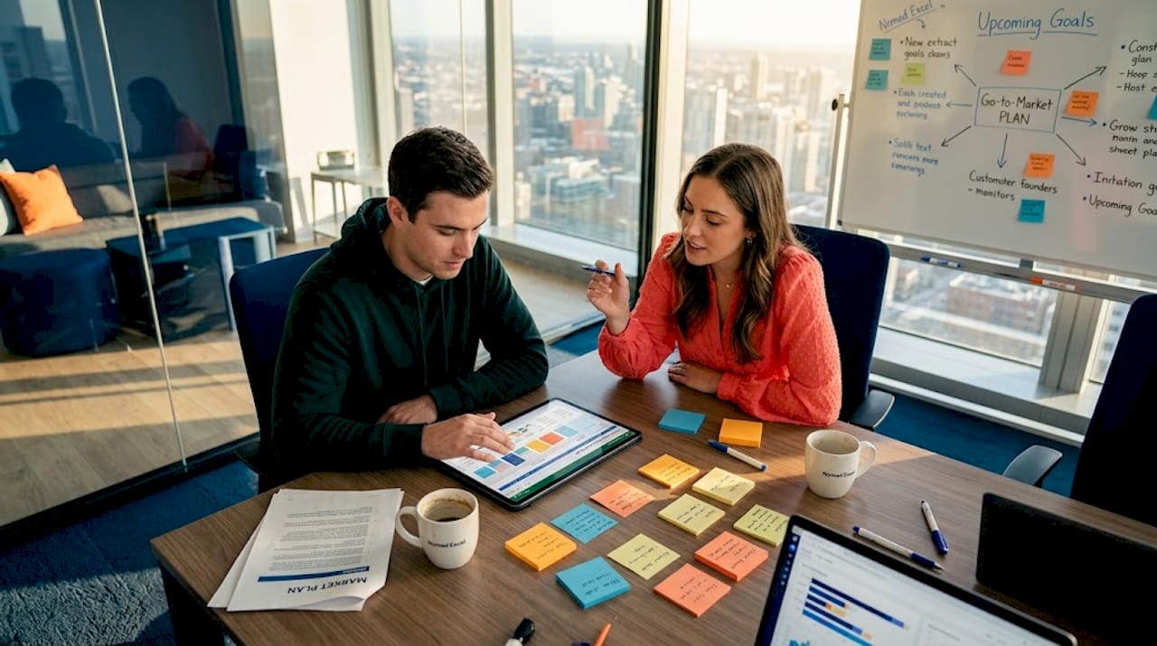 Founders planning execution during work session