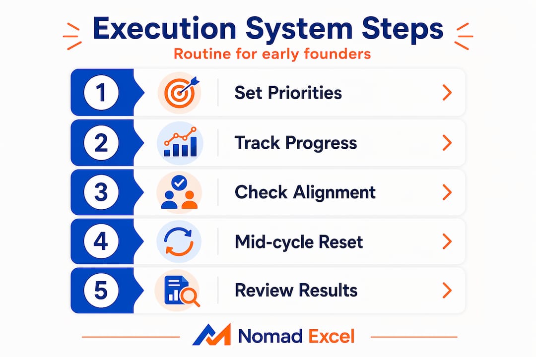 Infographic showing step-by-step execution system