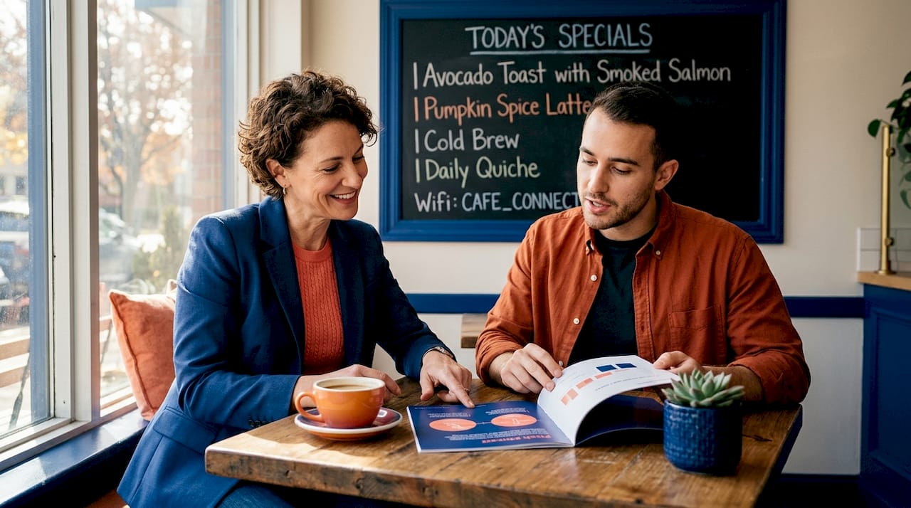 Angel investor meets founder in coffee shop