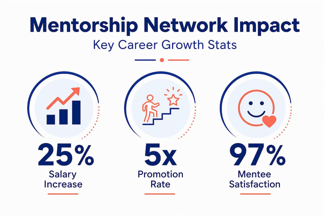 Infographic showing mentorship network career statistics