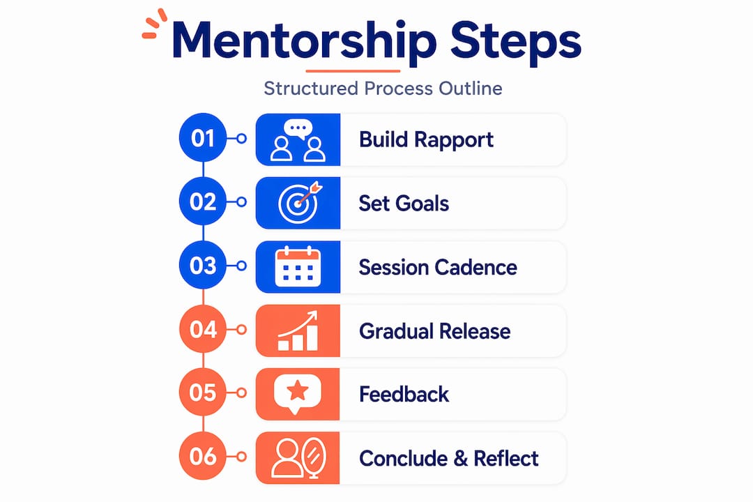 Infographic showing structured mentorship steps