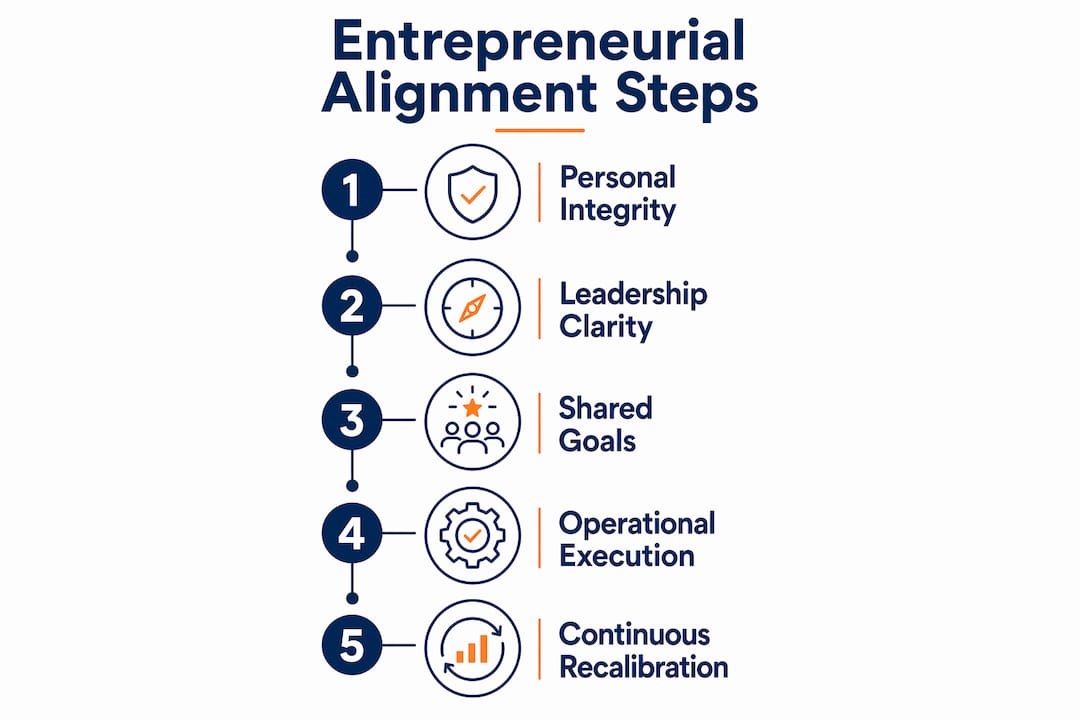 Infographic illustrating steps to entrepreneurial alignment