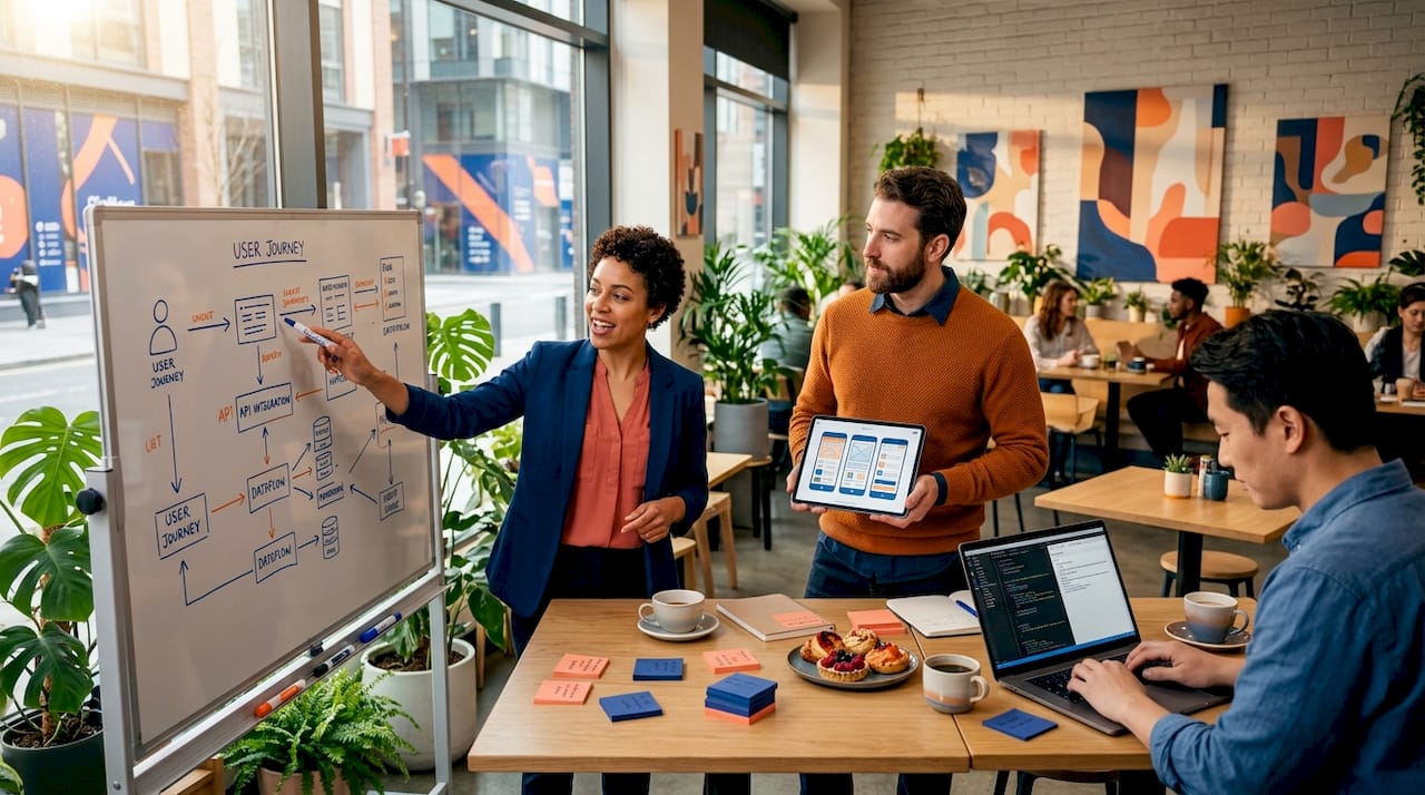 Startup team collaborating on MVP development