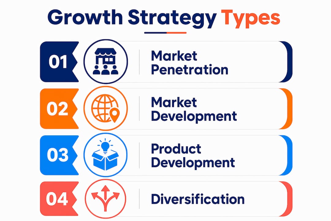 Infographic illustrating main types of growth strategies
