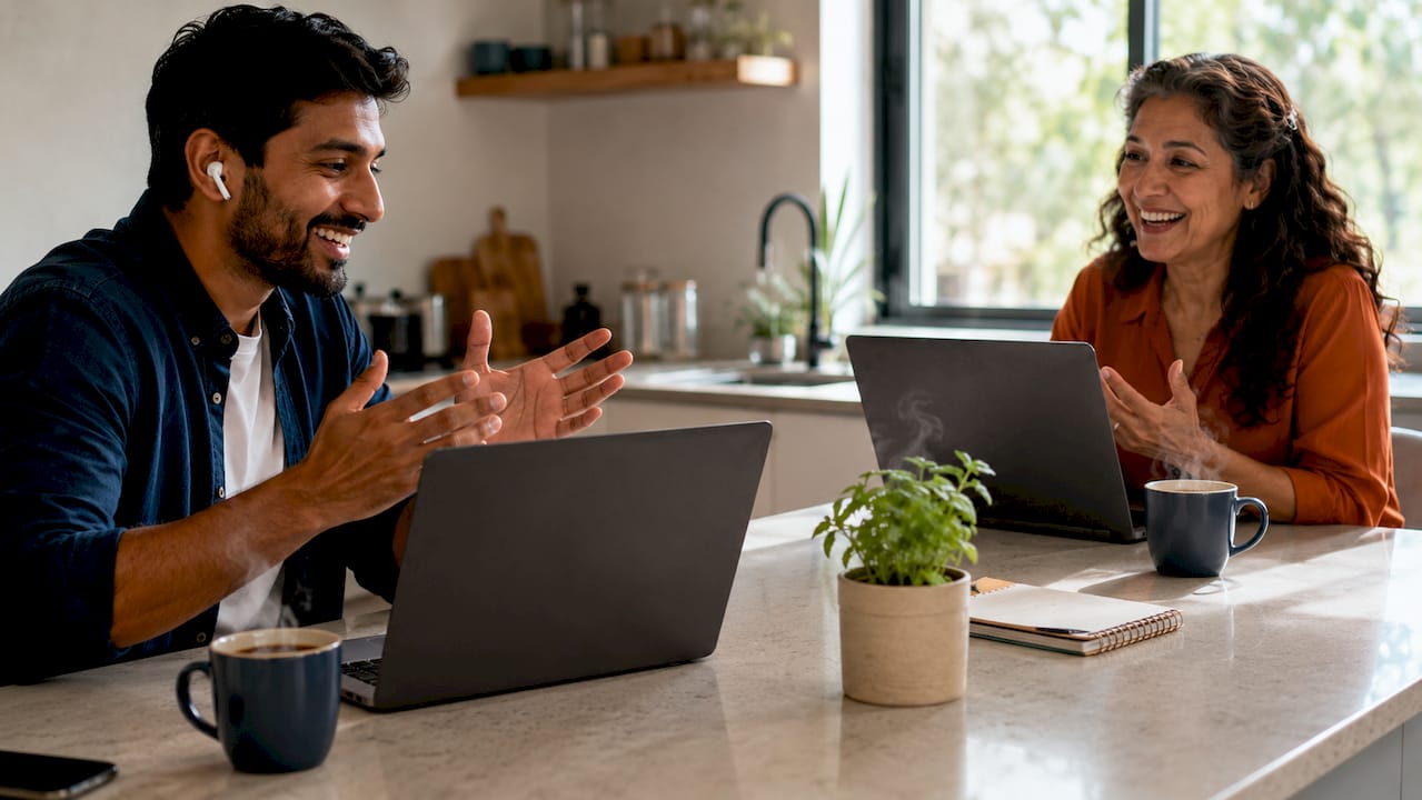 Remote team virtual coffee chat session