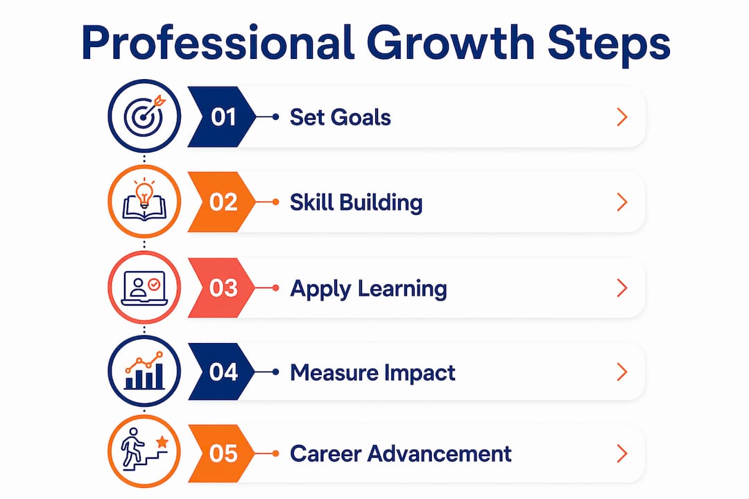Infographic showing five steps of professional growth