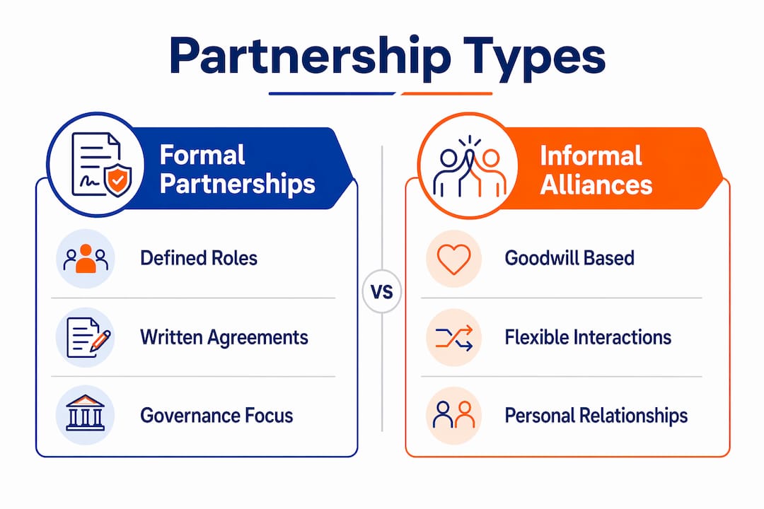 Infographic comparing formal and informal partnerships