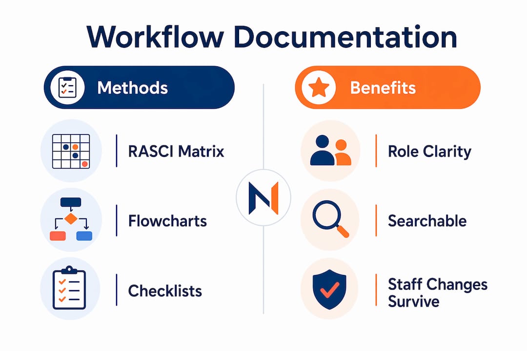Infographic comparing workflow documentation methods and benefits