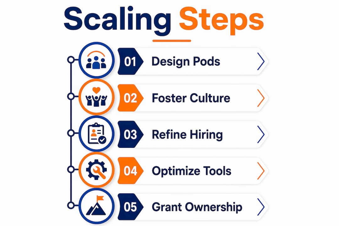 Infographic illustrating remote startup scaling steps