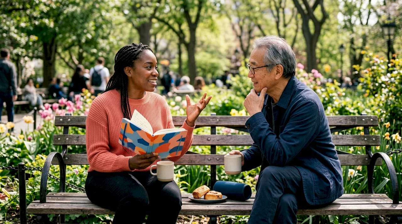Two professionals discussing leadership traits