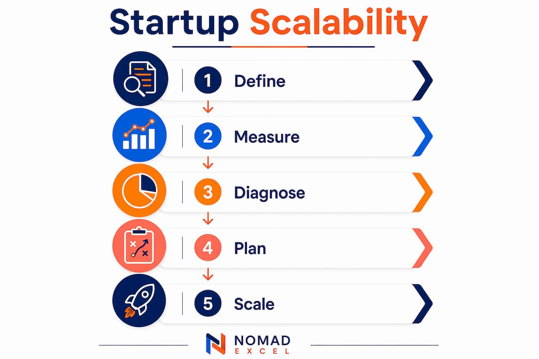 Infographic illustrating startup scalability steps