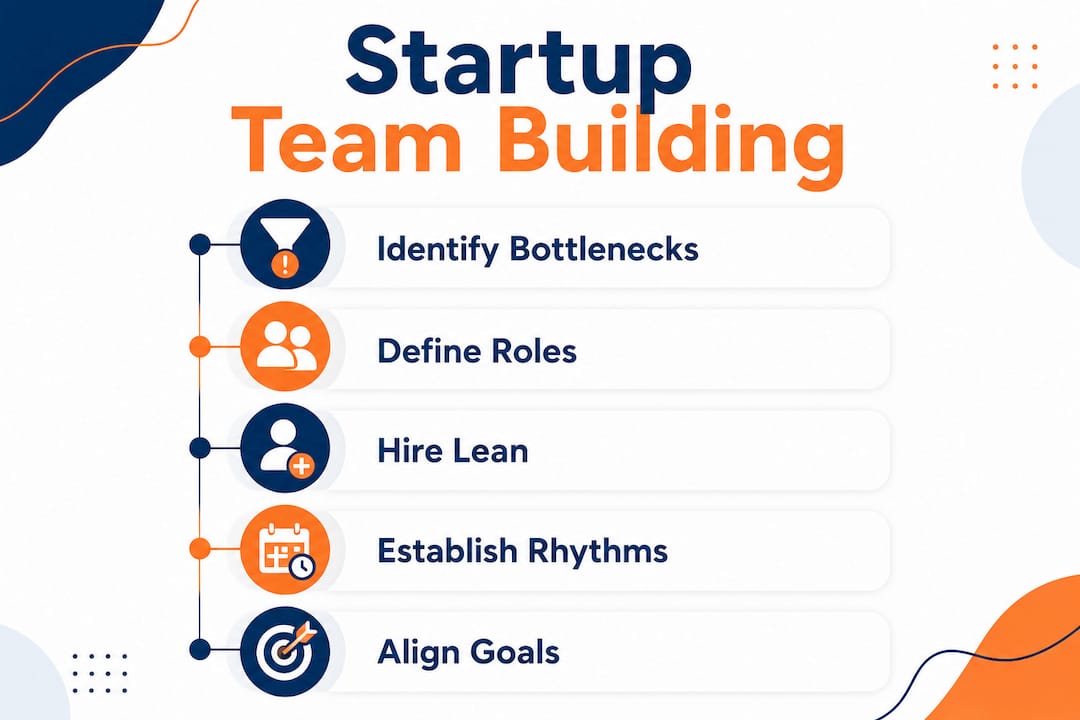 Infographic showing startup team building steps