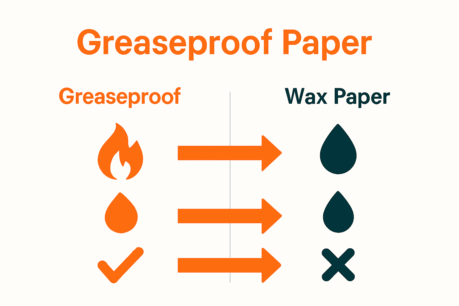 Comparison chart of greaseproof paper versus wax paper features