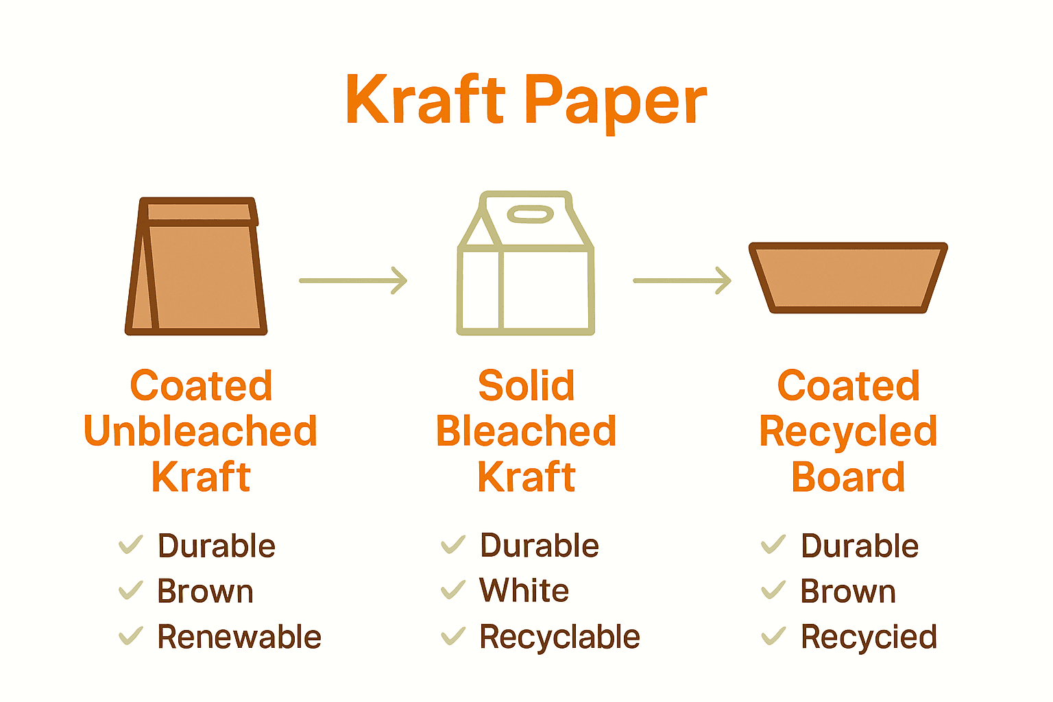 Infographic comparing three UK kraft paper types for packaging