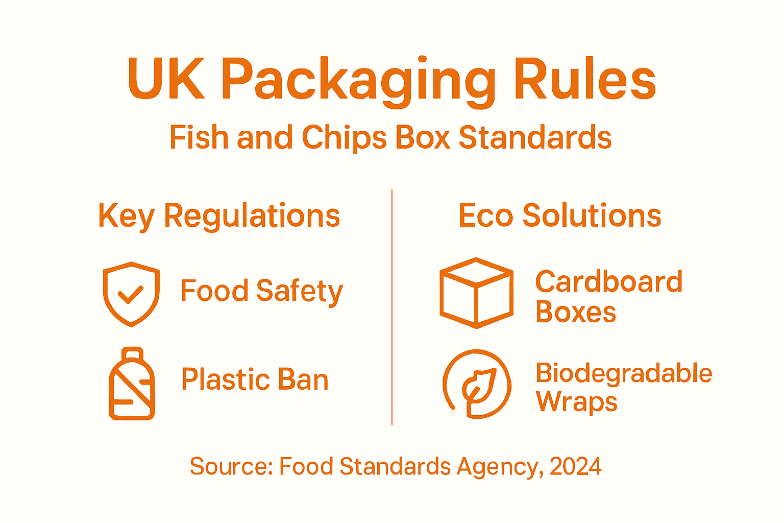 Infographic of UK fish and chips packaging rules