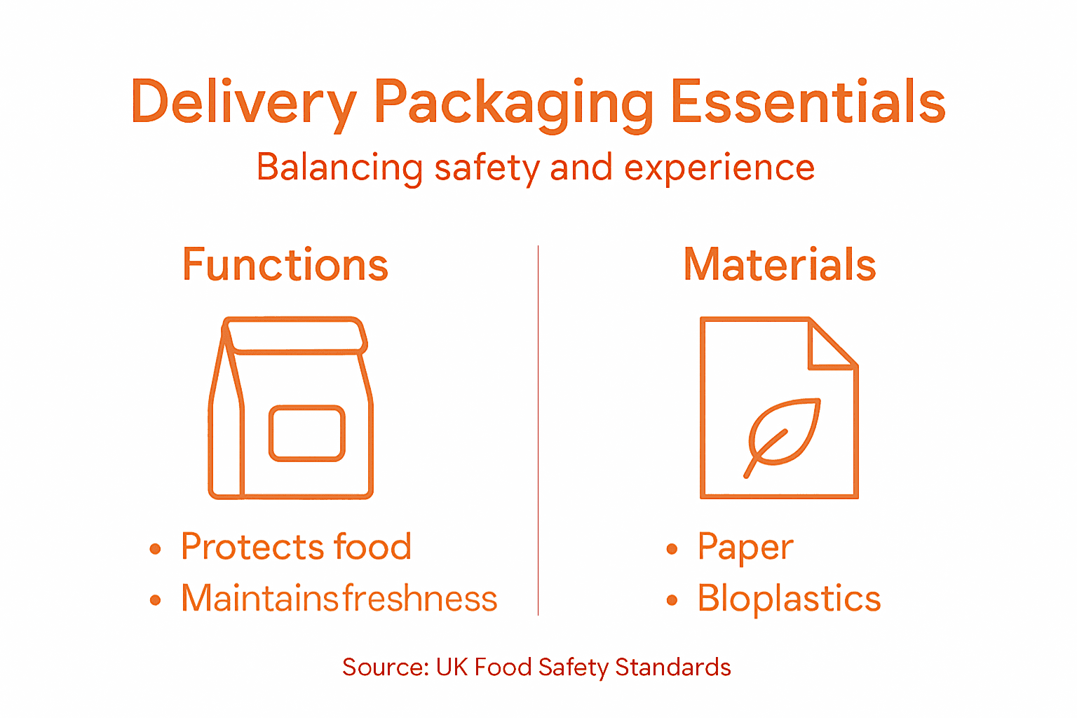 Infographic summarizing food delivery packaging essentials