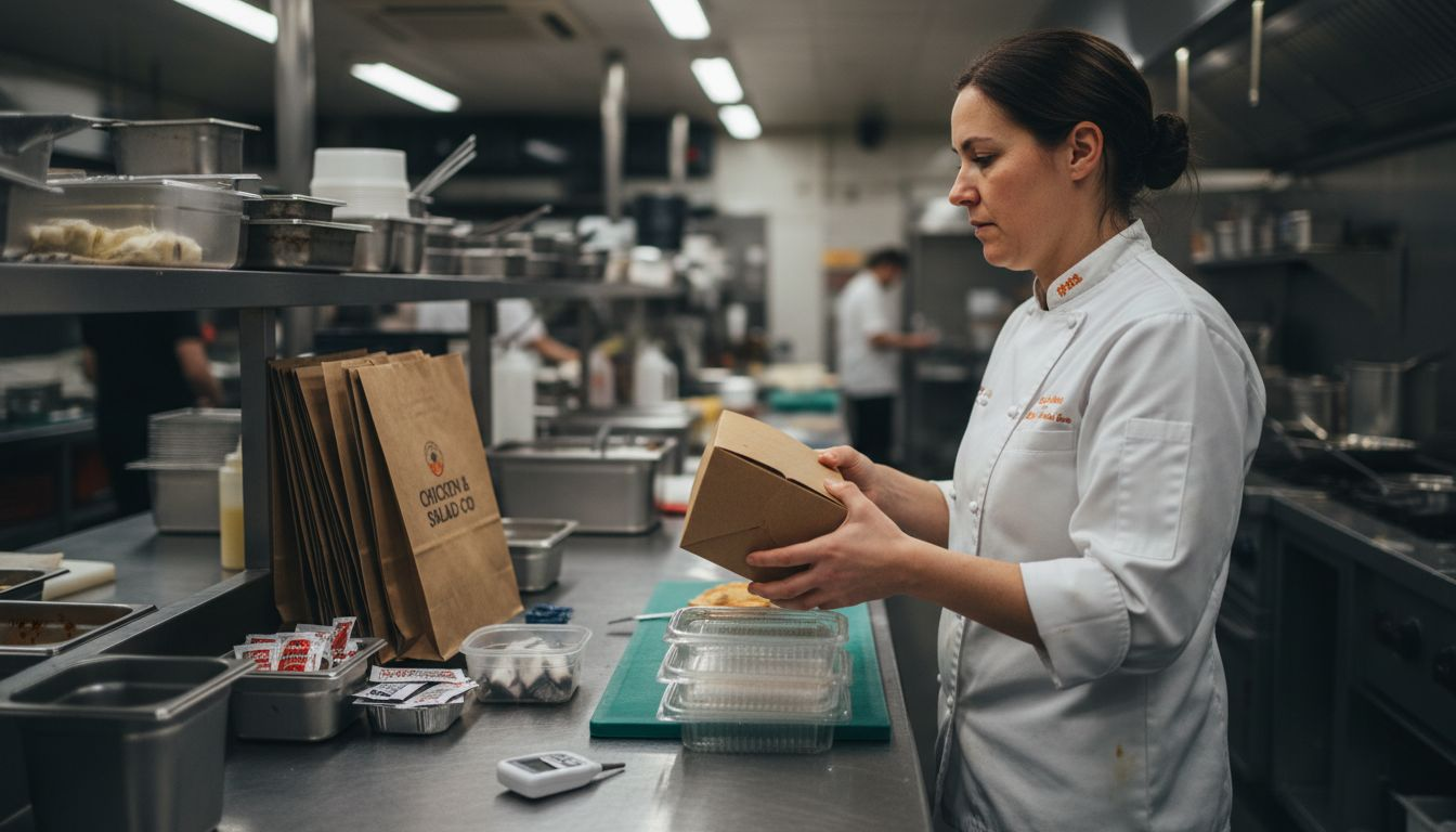 Chef evaluating takeaway packaging options