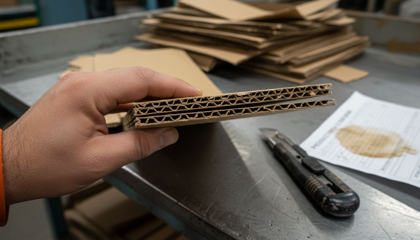 Detailed view of corrugated board layers