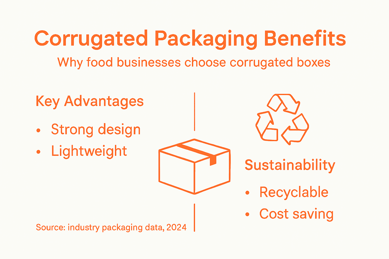 Infographic with main benefits of corrugated packaging